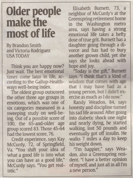 USAToday - Older People Make The Most Of Life